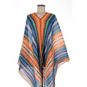 Pleats Please by Issey Miyake Striped Pleated Poncho Cape One Size
